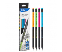 Creion grafit 2B cu guma Deli